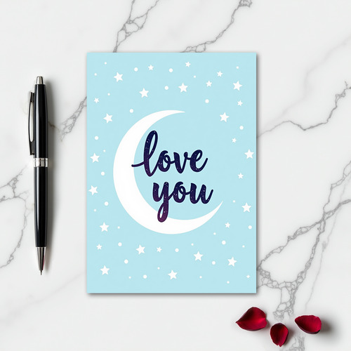 Minimalist Love You Moon Card