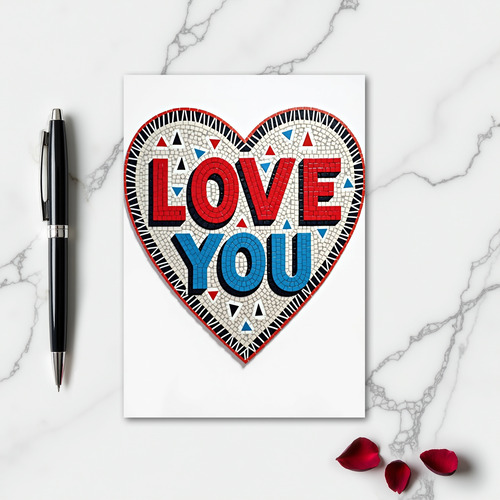 Minimalist Love You Mosaic Striped Card