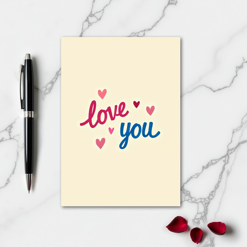 Minimalist Love You Painted Hearts Card