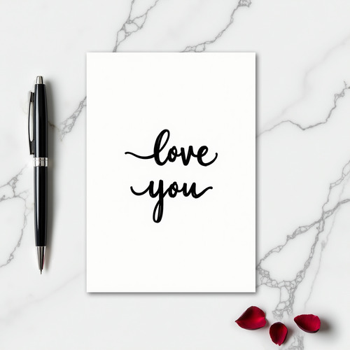 Minimalist Love You Script Card