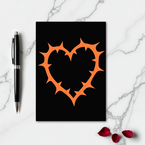Minimalist Orange Spiked Heart Card