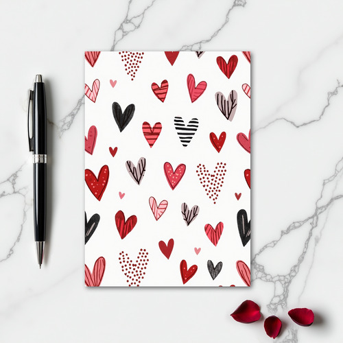 Minimalist Paint Textured Hearts Card