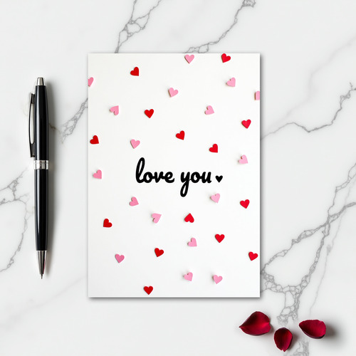 Minimalist Paper Hearts Love You Card