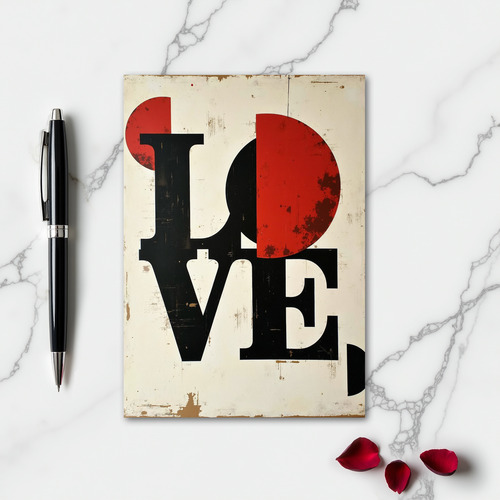 Minimalist Red Black Love Art Card