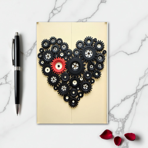 Minimalist Red Gear Heart Card