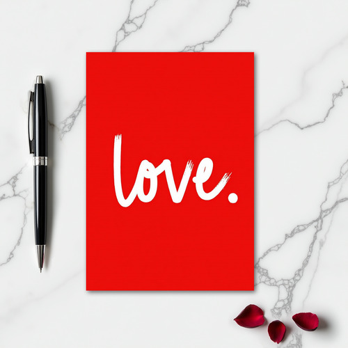 Minimalist Red Handwritten Love Card