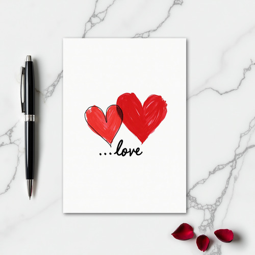 Minimalist Red Hearts Love Card