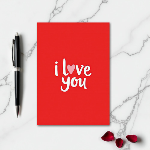Minimalist Red I Love You Card