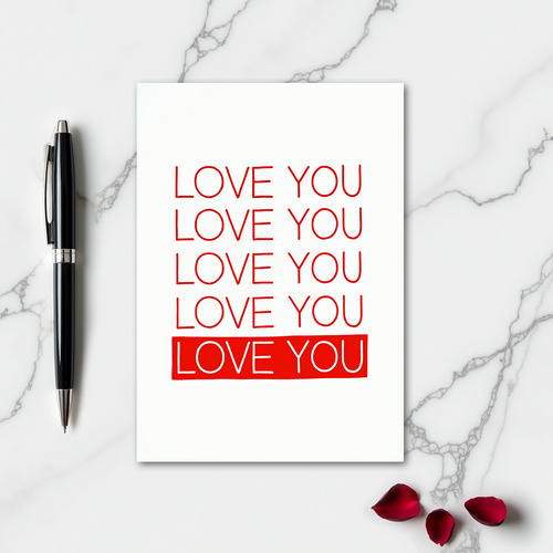 Minimalist Red Love You Card