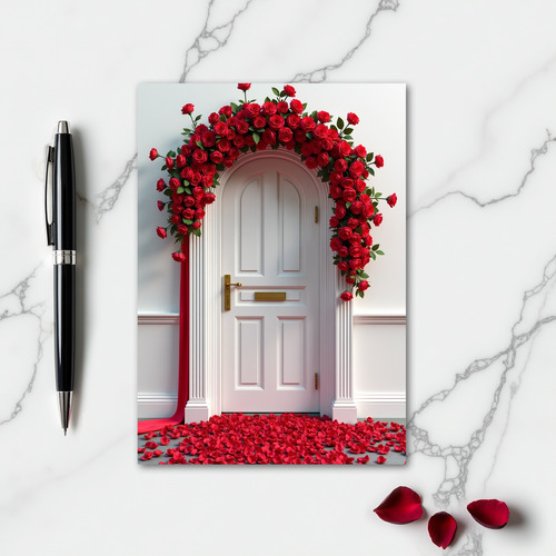Minimalist Red Roses Door Card