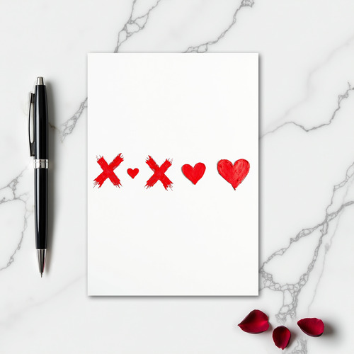 Minimalist Red Xoxo Hearts Card