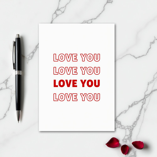 Minimalist Repeated Love You Card