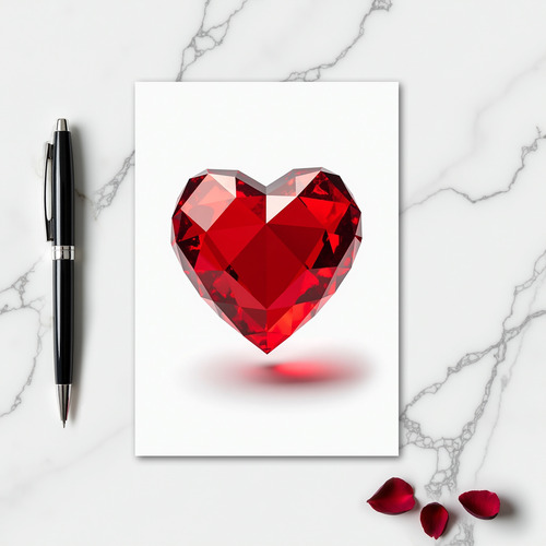 Minimalist Ruby Heart Love Card