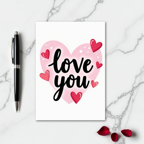 Minimalist Scattered Hearts Shimmer Card