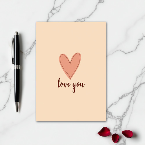 Minimalist Sketch Heart Love You Card