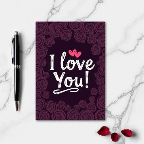 Minimalist Sketched Rose Love Card