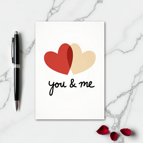 Minimalist Smooth Hearts You And Me Card