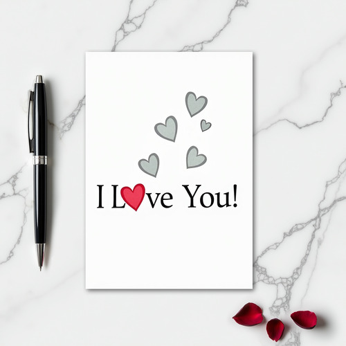 Minimalist Smooth Scattered Hearts Card
