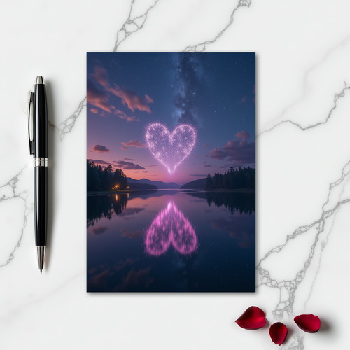 Minimalist Starry Heart Lake Card