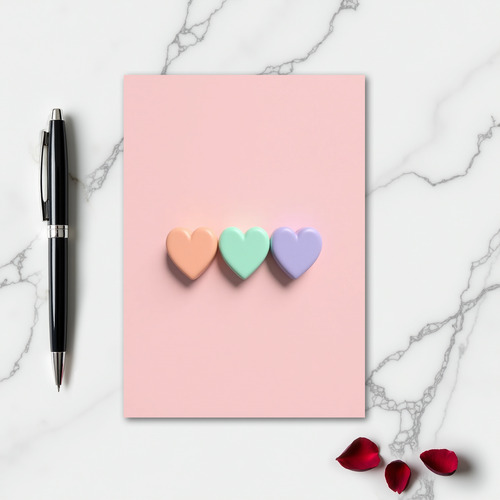 Minimalist Three Pastel Hearts Card