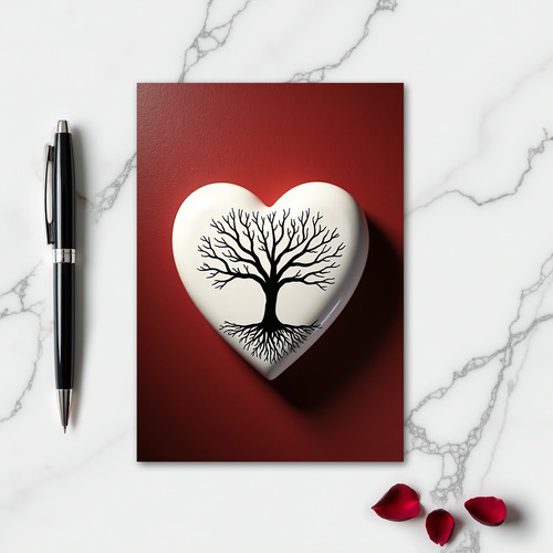 Minimalist Tree Of Life Heart Card