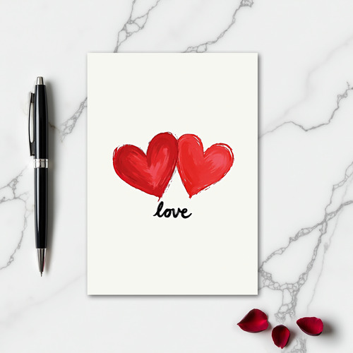 Minimalist Two Hearts Love Card