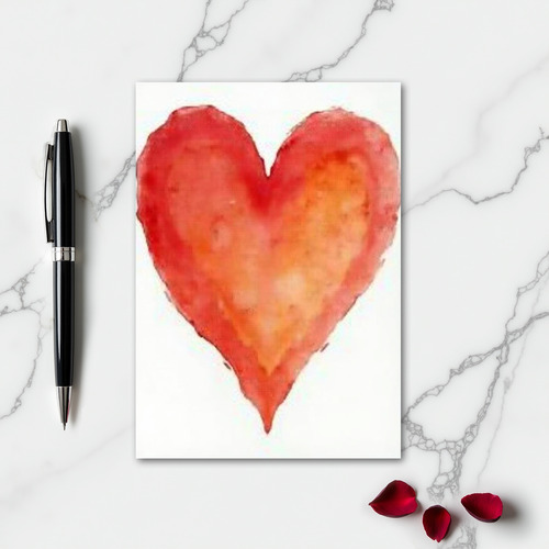 Minimalist Watercolor Heart Love Card