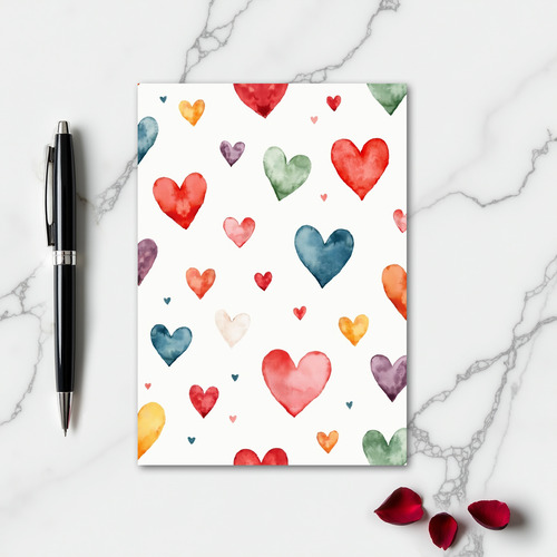 Minimalist Watercolor Hearts Card