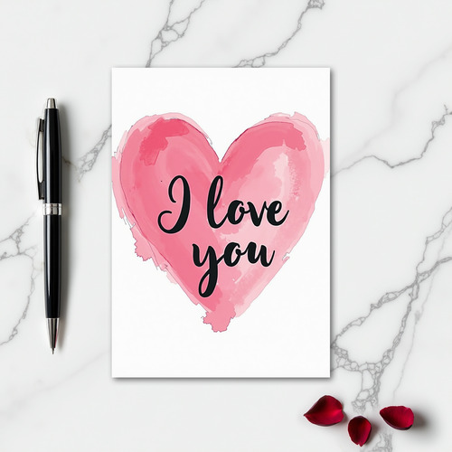 Minimalist Watercolor I Love You Card