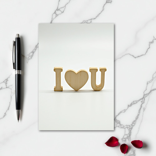 Minimalist Wooden I Love You Card