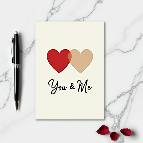 Minimalist You And Me Hearts Card