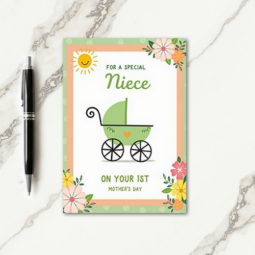Mint Baby Carriage Mothers Day Card