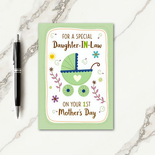 Mint Bassinet Congrats Card