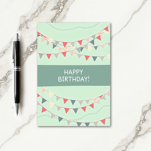 Mint Bunting Birthday Card