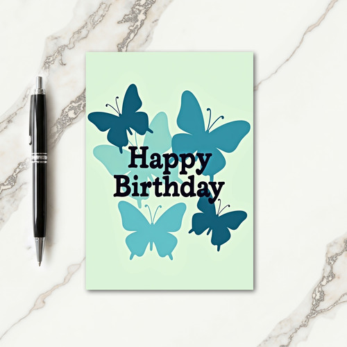 Mint Butterfly Birthday Card