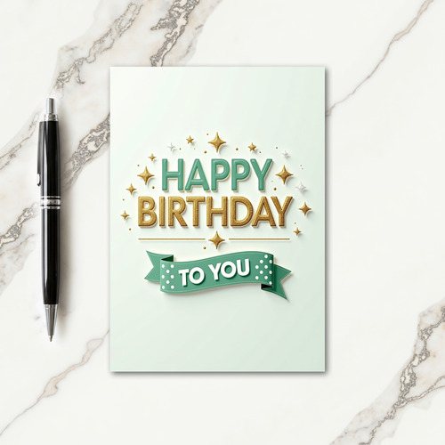Mint Gold Birthday Card