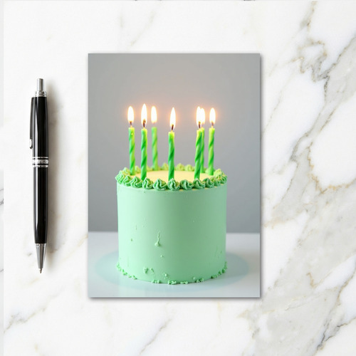 Mint Green Birthday Cake Card