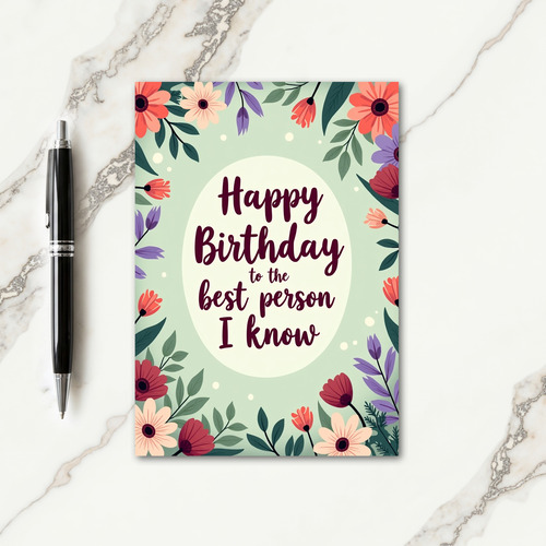 Mint Green Floral Birthday Card
