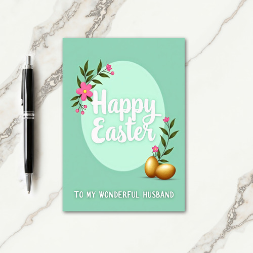 Mint Green Floral Oval Card