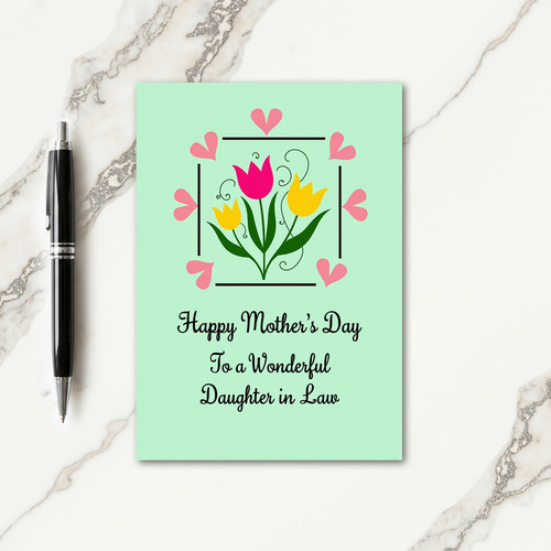 Mint Green Mothers Day Hearts Card