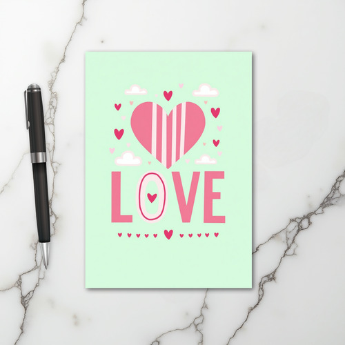 Mint Love Hearts Card