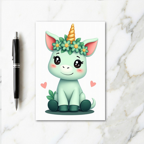 Mint Unicorn Cute 3D Art Card