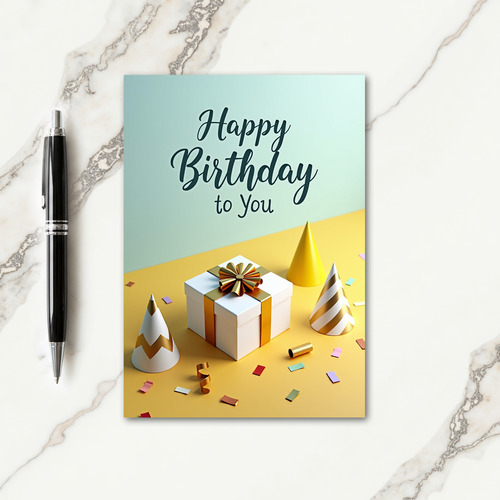 Mint Yellow Elegant Birthday Card