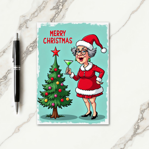 Mischievous Lady Christmas Card thumbnail