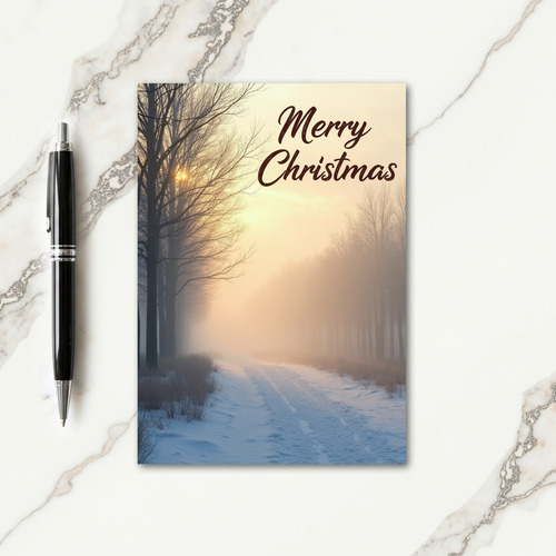 Misty Winter Path Christmas Card