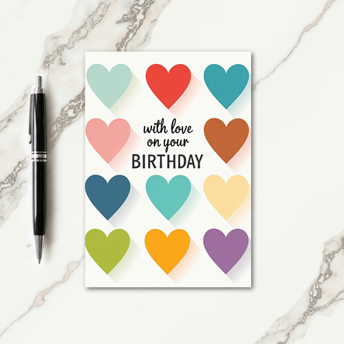 Modern Birthday Heart Grid Card