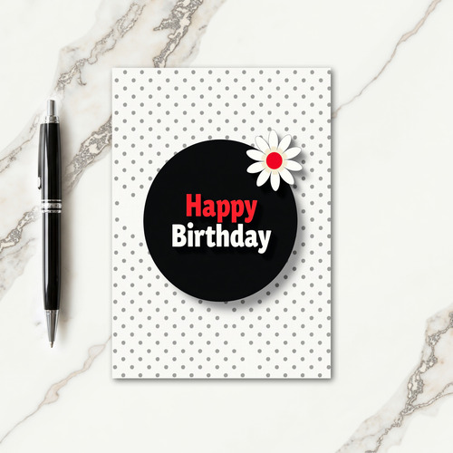 Modern Black Circle Birthday Card