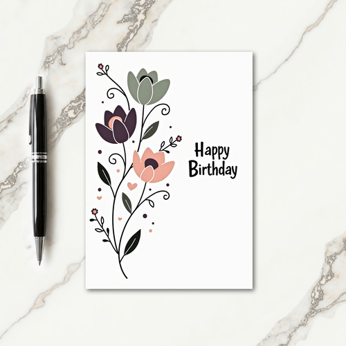 Modern Floral Birthday Card