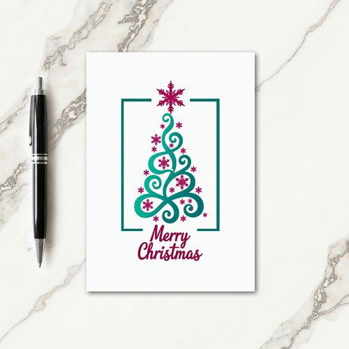 Modern Gradient Tree Christmas Card