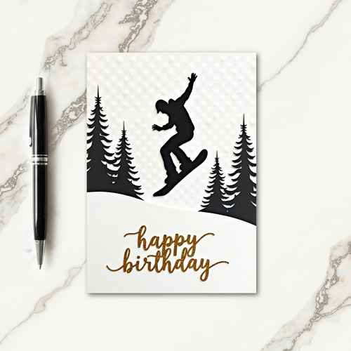 Modern Snowsport Birthday Wish Card